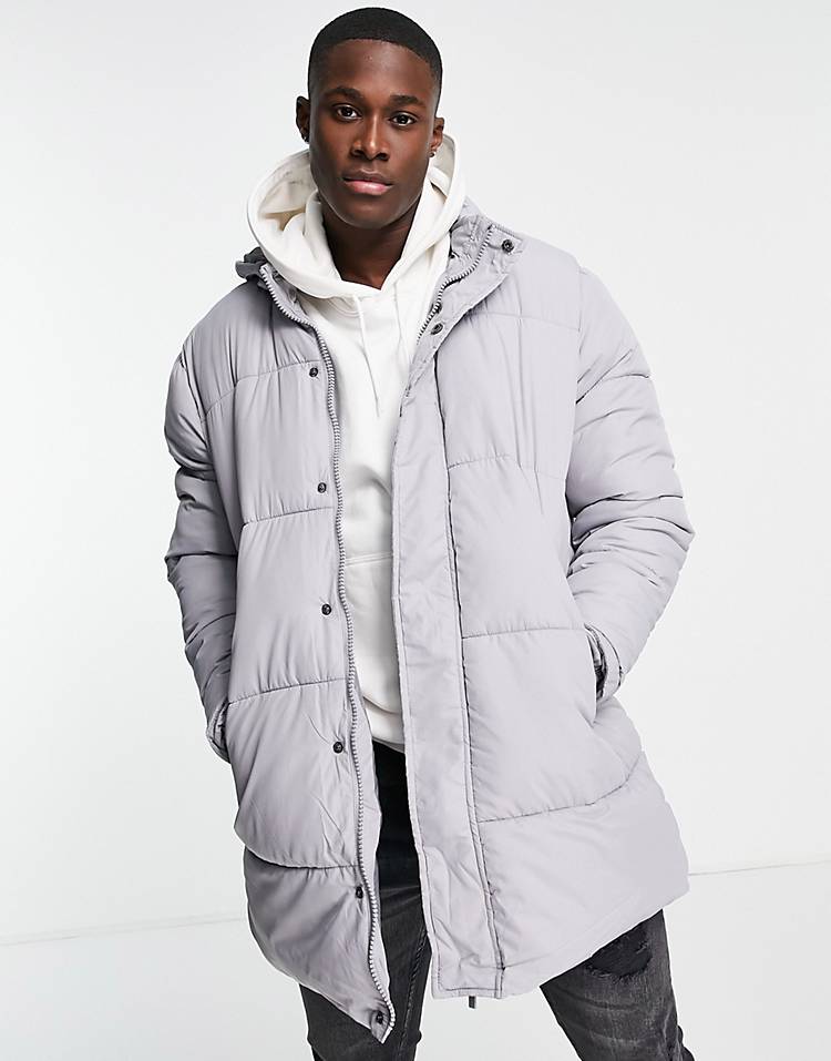 New Look longline puffer in gray